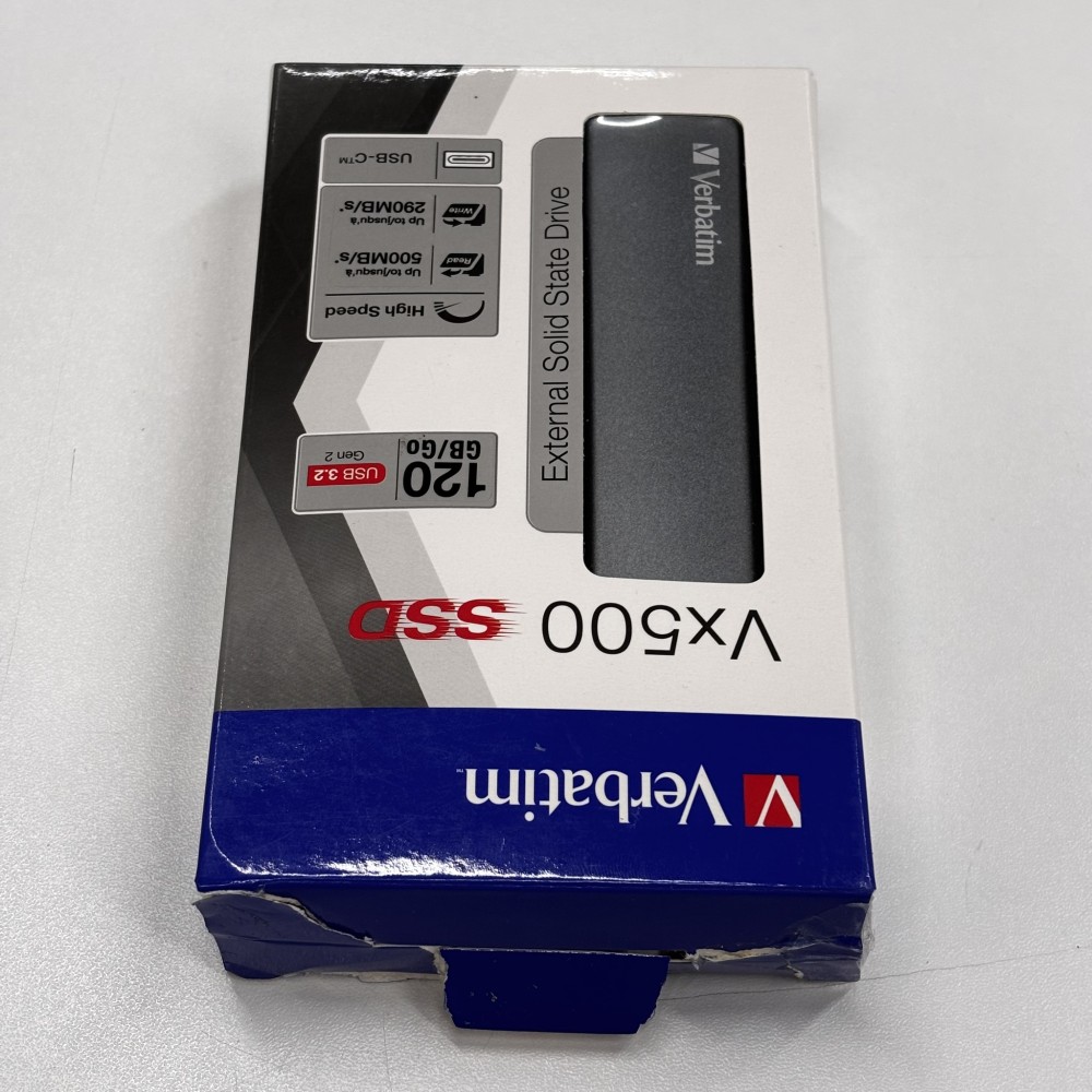 Накопитель Verbatim VX500 External SSD USB 3.1 Gen2 120GB, R/W 500/290 МБ/с как новый