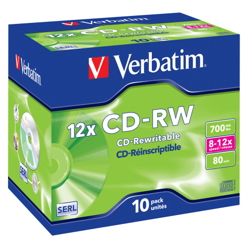 Оптический диск Verbatim CD-RW 700MB 12X SERL, Jewel Case, 10 шт