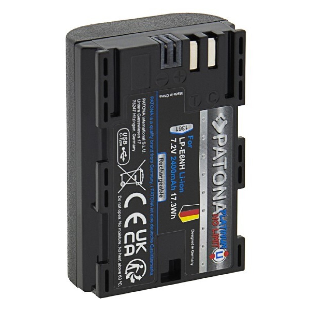 Аккумулятор Patona Platinum аналог Canon LP-E6NH с зарядкой по USB-C