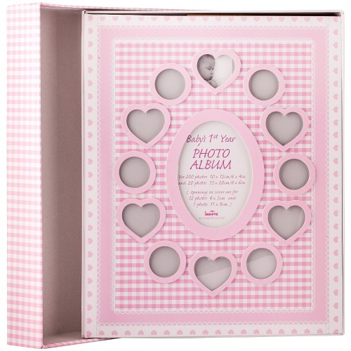 Фотоальбом Innova Baby's First Year 10x15/15x20 на 200/20 фото, с кармашками, картон, розовый