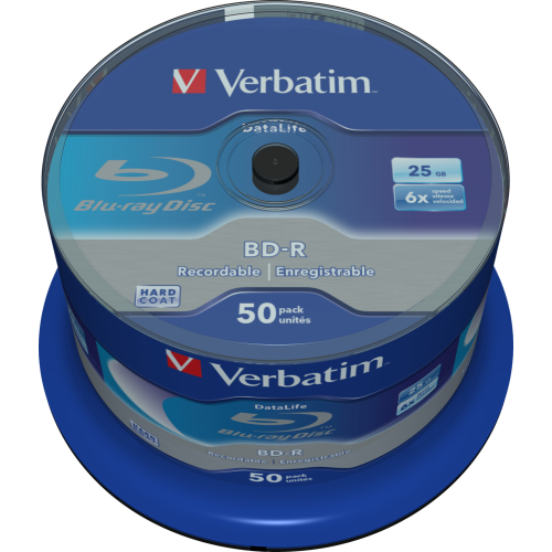 Оптический диск Verbatim BD-R SL 25GB 6X Datalife, Spindle, 50 шт