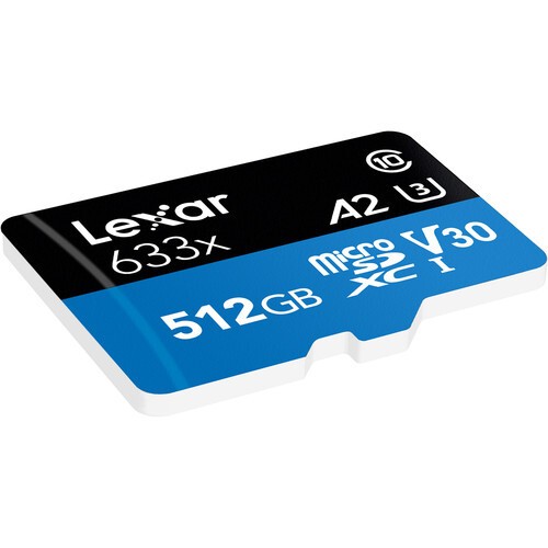 Карта памяти Lexar High-Performance 633x Blue microSDXC 512GB UHS-I U3 V30 A2, R/W 100/70 МБ/с