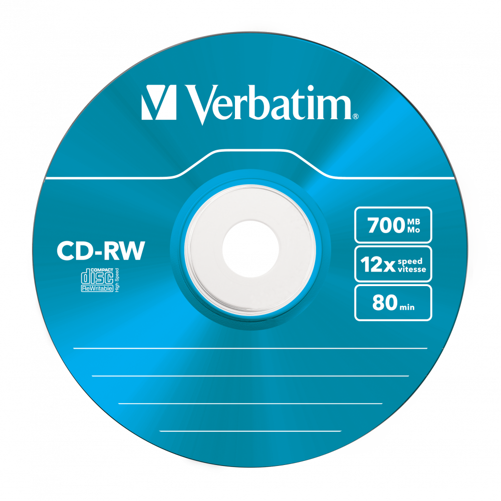 Оптический диск Verbatim CD-RW 700MB 12X Colour, Slim Case, 5 шт