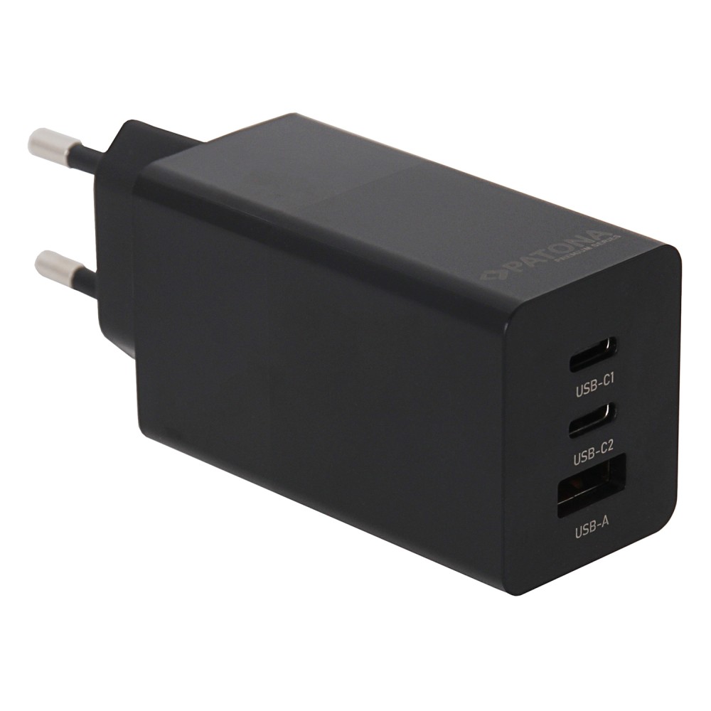 Сетевое зарядное устройство Patona Premium GaN PD65W 2xUSB-C 1xUSB-A