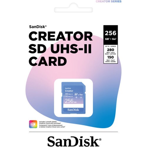 Карта памяти SanDisk Creator SDXC 256GB UHS-II U3 V60, R/W 280/150 МБ/с