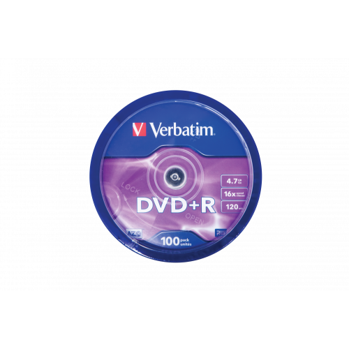 Оптический диск Verbatim DVD+R 4.7GB 16X AZO Matt Silver, Spindle, 100 шт