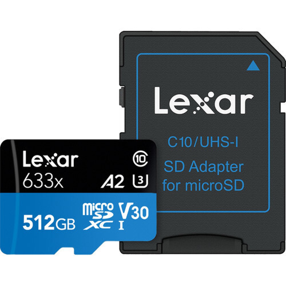 Карта памяти Lexar High-Performance 633x Blue microSDXC 512GB UHS-I U3 V30 A2, R/W 100/70 МБ/с
