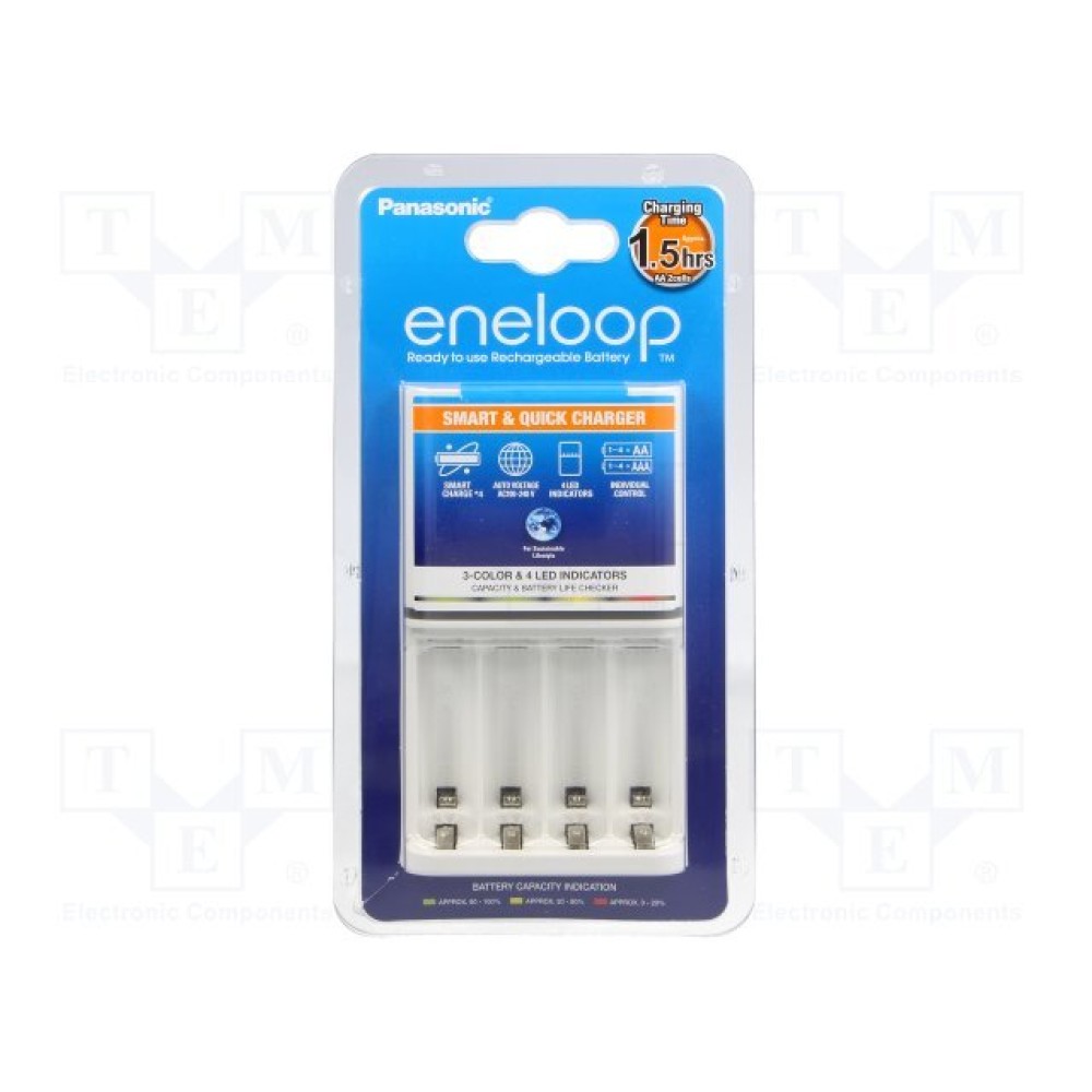 Зарядное устройство Panasonic Eneloop Smart & Quick BQ-CC55E для 1-4 аккумуляторов тип АА/ААА Ni-MH