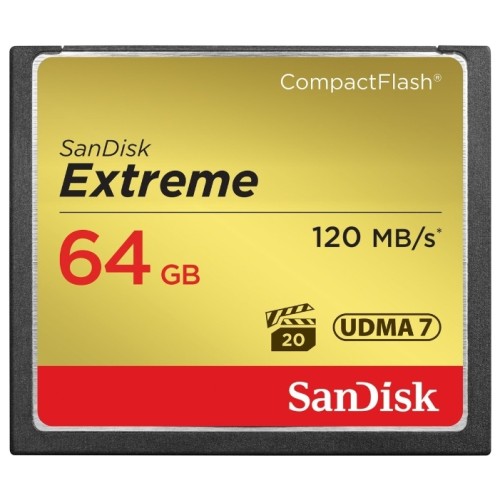 Карта памяти SanDisk Extreme CompactFlash 64GB, R/W 120/85 МБ/с