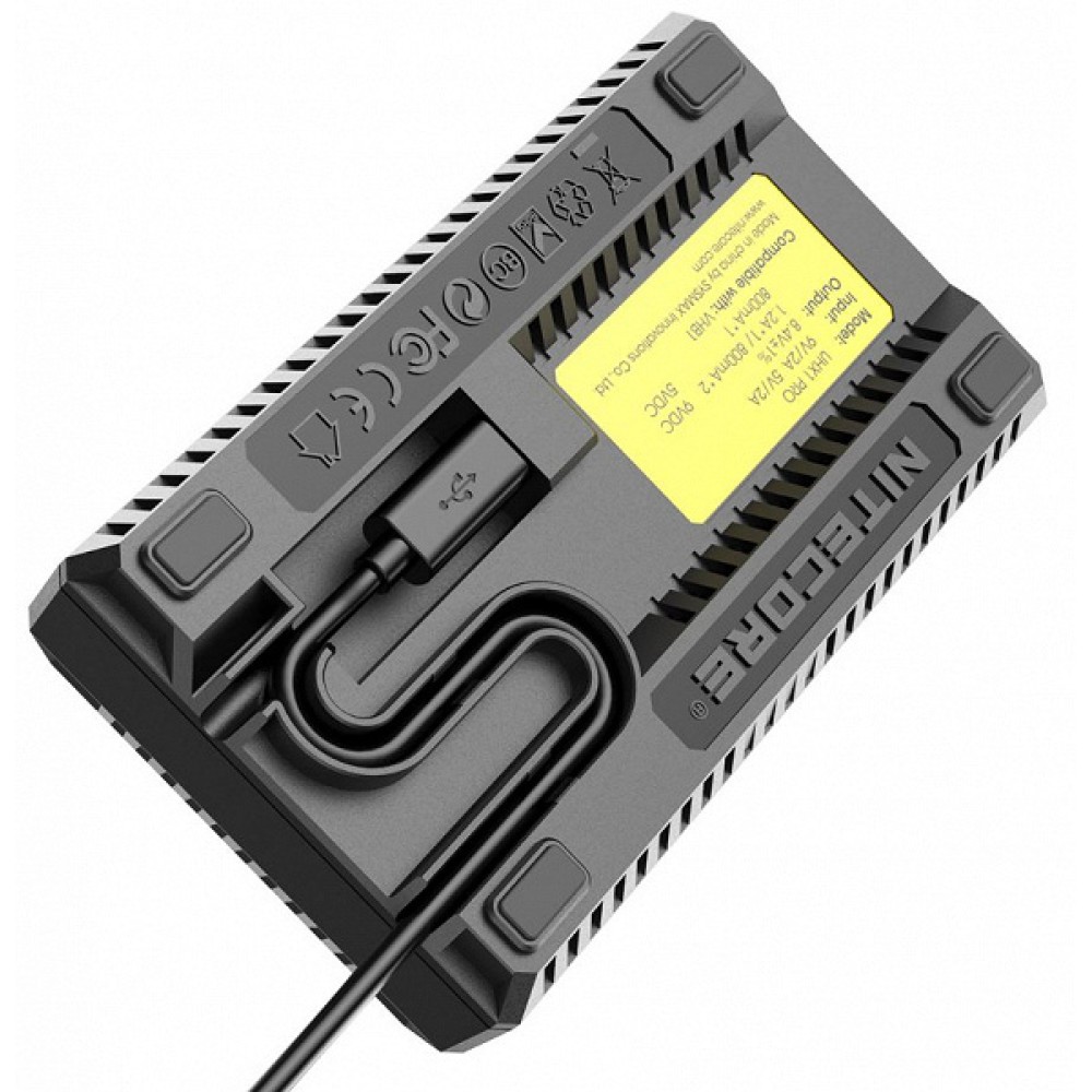 Зарядное устройство Nitecore UHX1 PRO Dual Slot USB Charger QC 2.0 для аккумуляторов Hasselblad X
