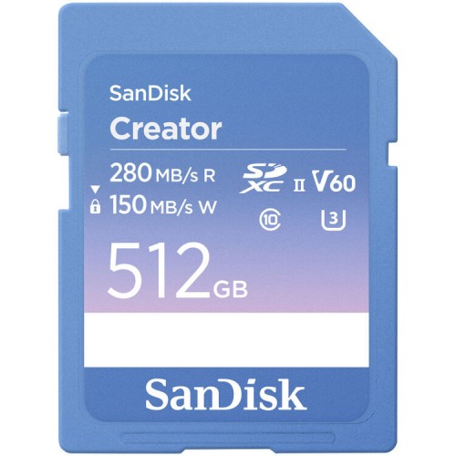 Карта памяти SanDisk Creator SDXC 512GB UHS-II U3 V60, R/W 280/150 МБ/с