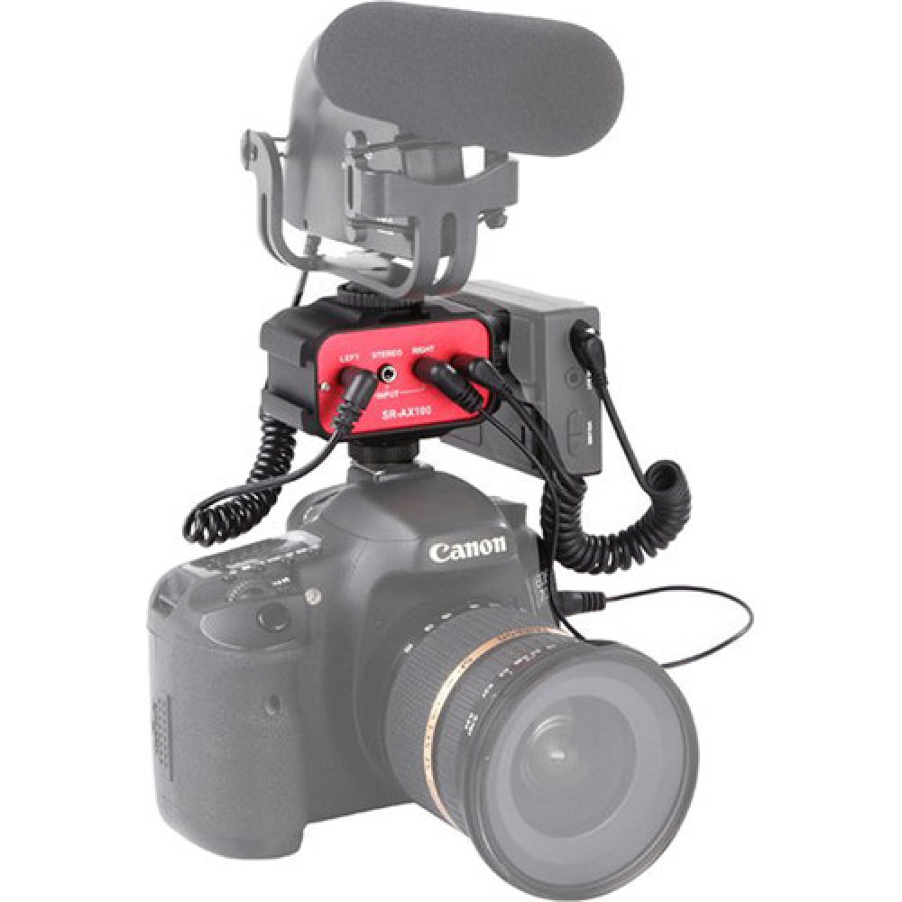 Микшер накамерный Saramonic SR-AX100 вход: 2х 3,5 мм моно, 3,5 мм стерео; выход: 3,5 мм TRS