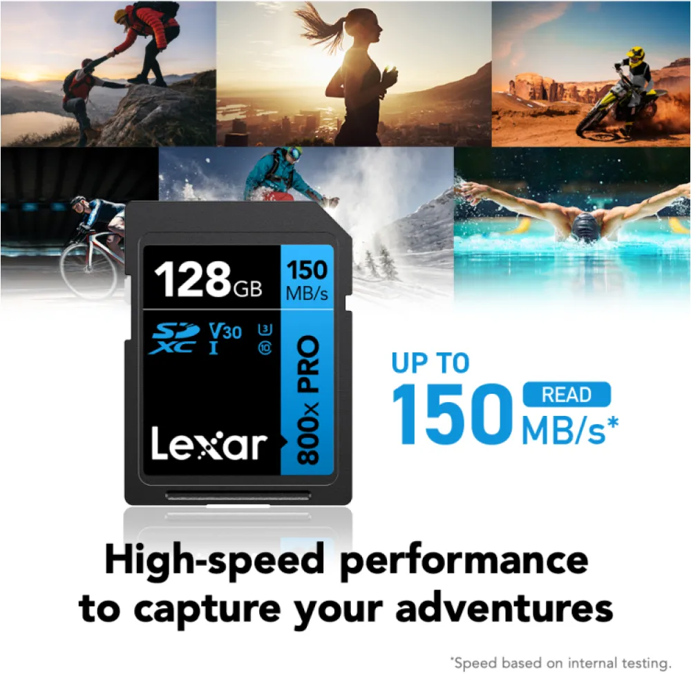 Карта памяти Lexar High-Performance 800x Blue PRO SDXC 128GB UHS-I U3 V30, R/W 150/45 МБ/с