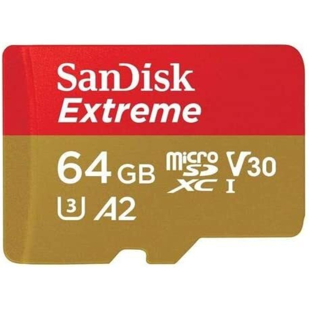 Карта памяти SanDisk Extreme microSDXC 64GB UHS-I U3 V30 A2, R/W 170/80 МБ/с