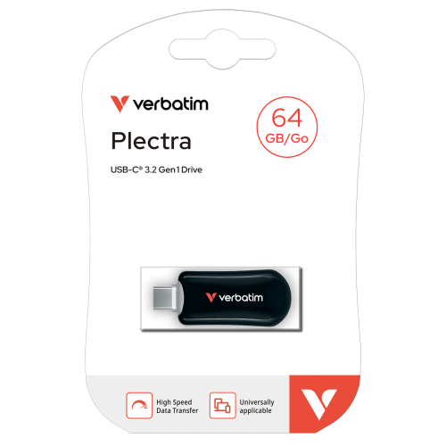 Внешний накопитель Verbatim Plectra USB 3.2 Gen1 Type-C 64GB, R 100 МБ/с