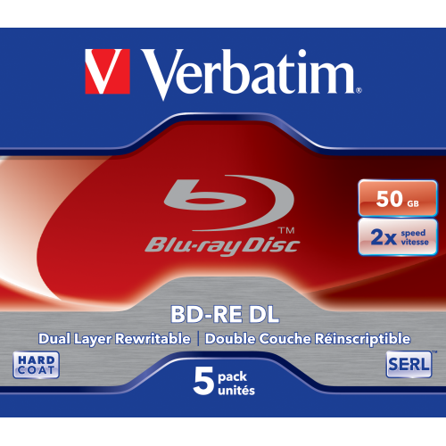 Оптический диск Verbatim BD-RE DL 50GB 2X HardCoat SERL, Slim Case, 5 шт