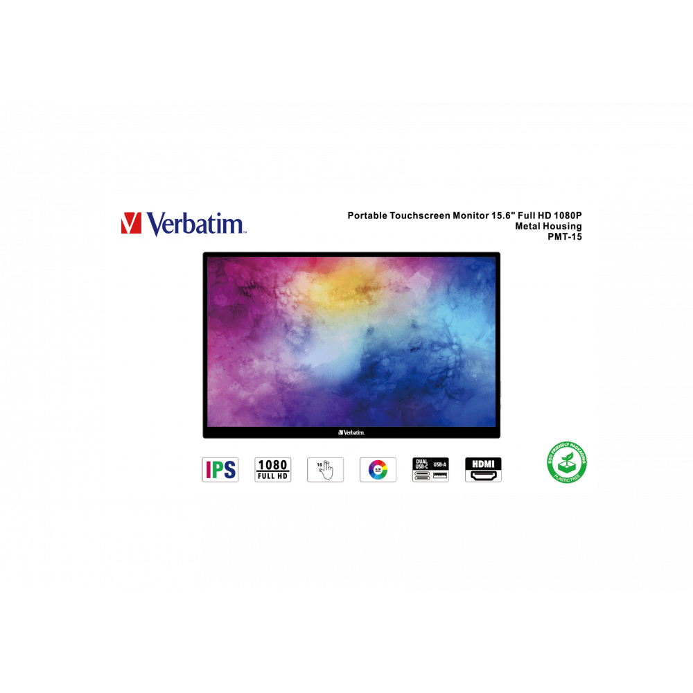 Портативный сенсорный монитор Verbatim PMT-15 Portable Touchscreen Monitor 15.6" Full HD 1080p