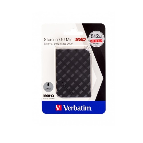 Внешний накопитель Verbatim Store 'n' Go mini SSD USB 3.2 Gen1 512GB, R/W 450/450 МБ/с
