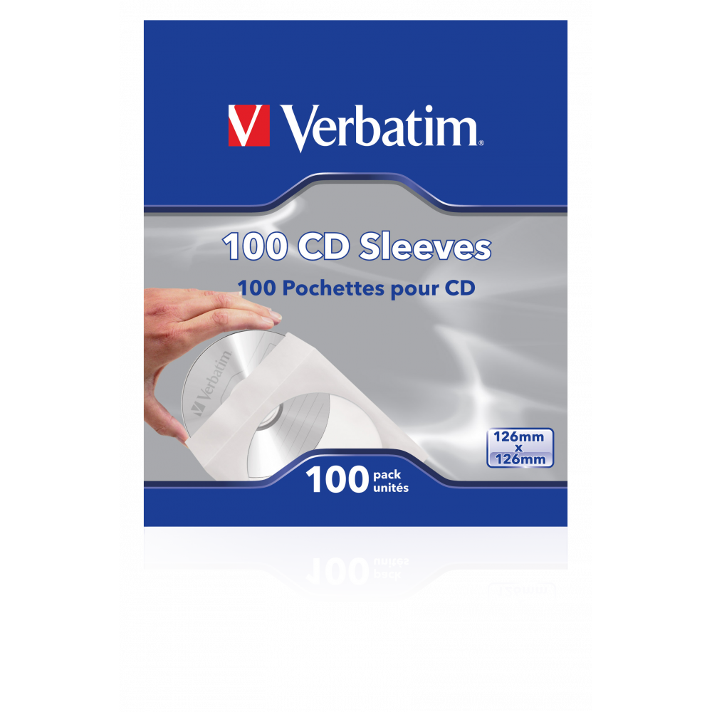 Конверты Verbatim 100 CD Sleeves для оптических дисков, бумажные, 100 шт