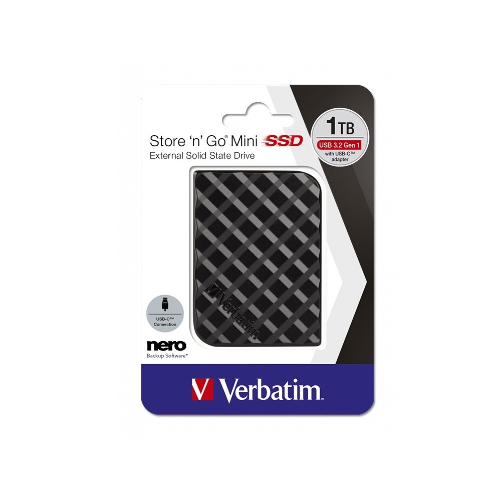 Внешний накопитель Verbatim Store 'n' Go mini SSD USB 3.2 Gen1 1TB, R/W 450/450 МБ/с