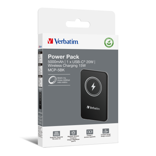 Портативный аккумулятор Verbatim Charge‘n’Go Power Bank 5000 мАч с беспроводной зарядкой, чёрный