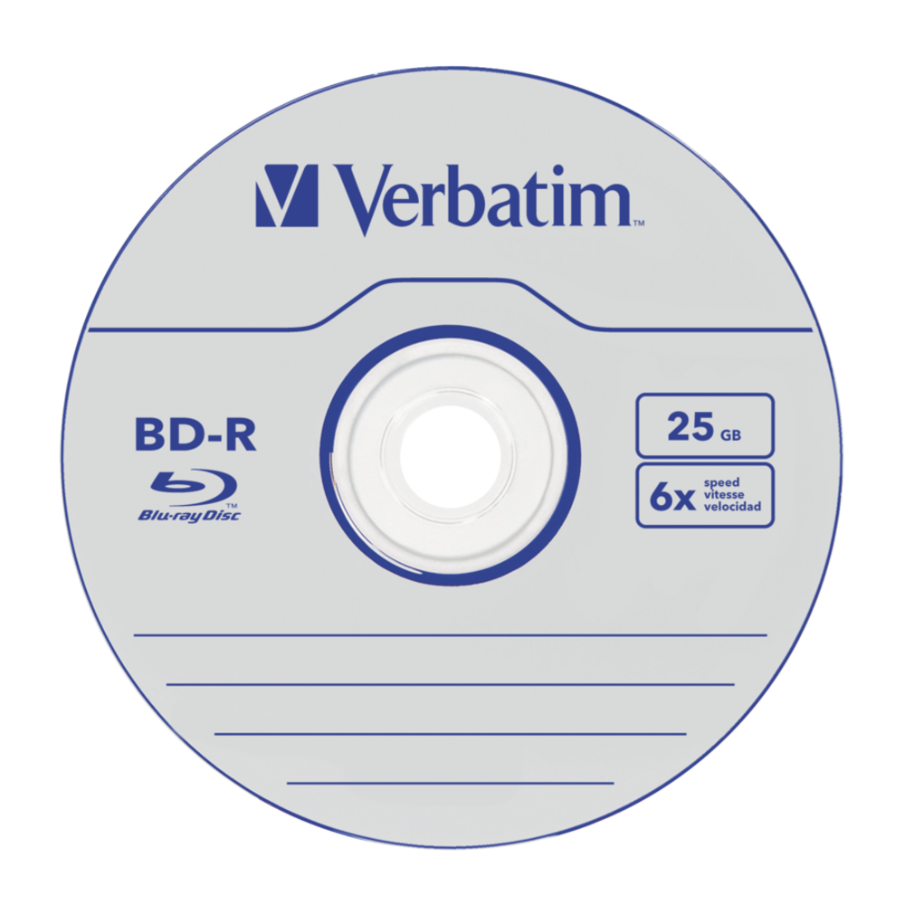 Оптический диск Verbatim BD-R SL 25GB 6X Datalife White Blue HardCoat, Spindle, 25 шт